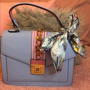 Aldo Lavender and Pink Satchel with Floral Scarf